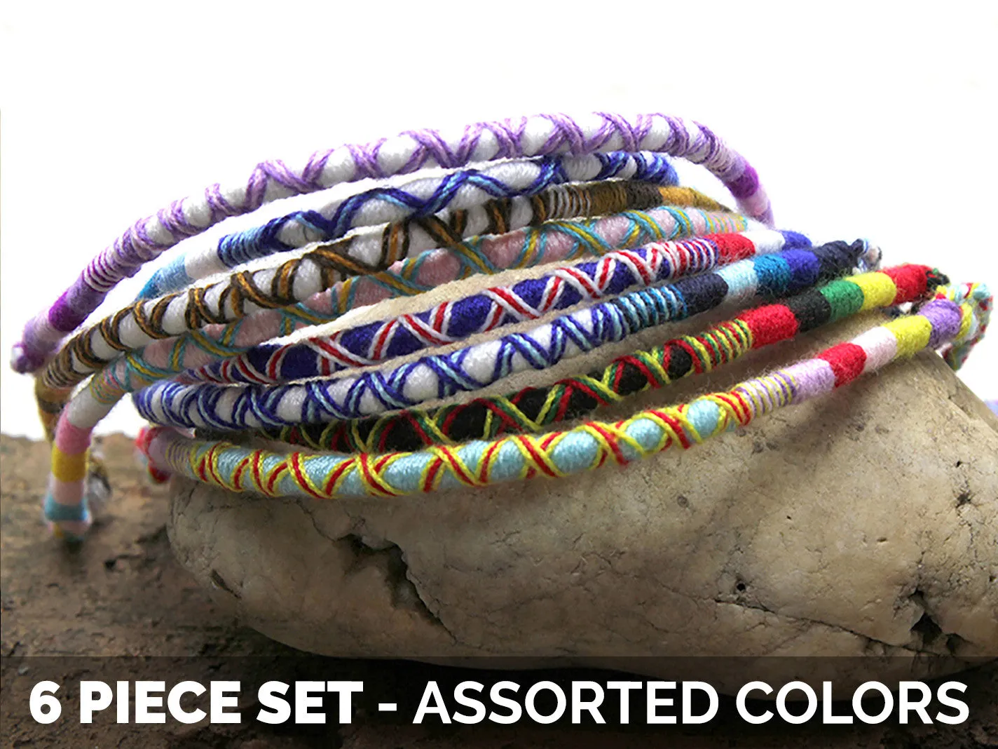 Friendship Round Woven Cotton Bracelet 6 Pcs. PACK