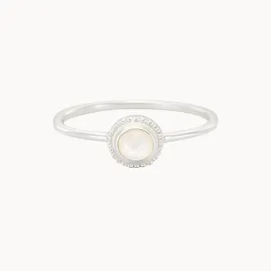 full moon light mother of pearl ring silver