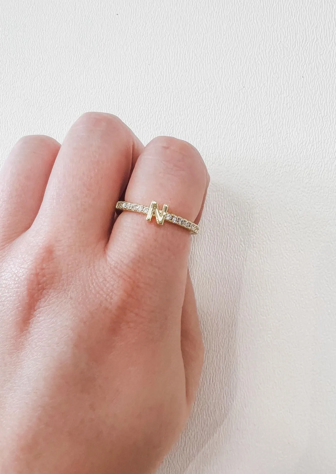 Gold Dainty Initial Ring