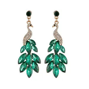 Green Peacock Drop Earrings