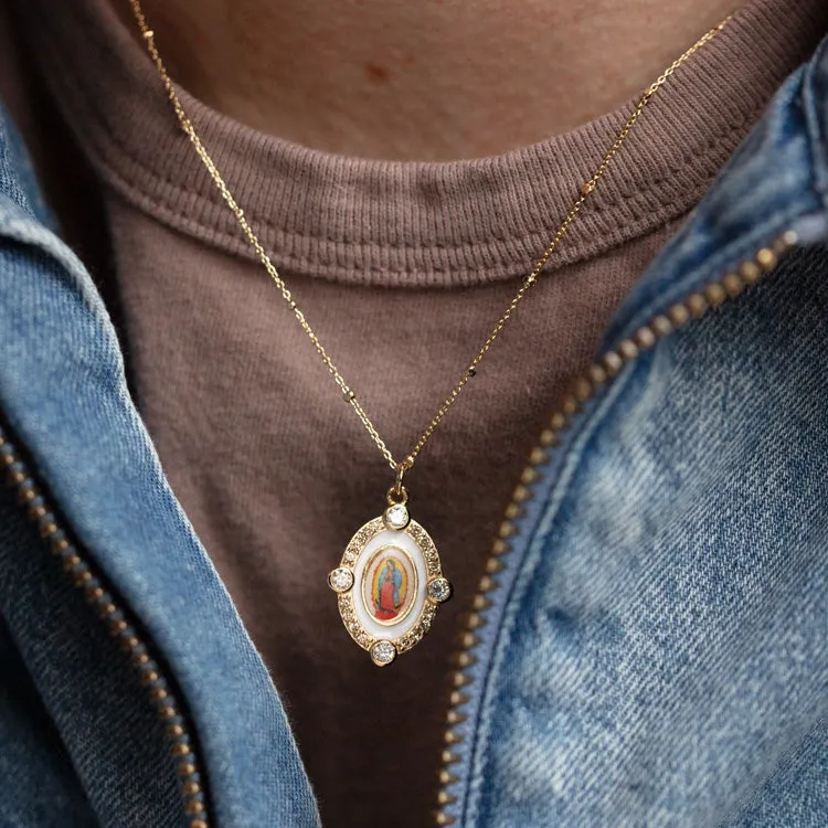 Guadalupe White Enamel Necklace