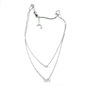 Heart & small CZ silver necklace