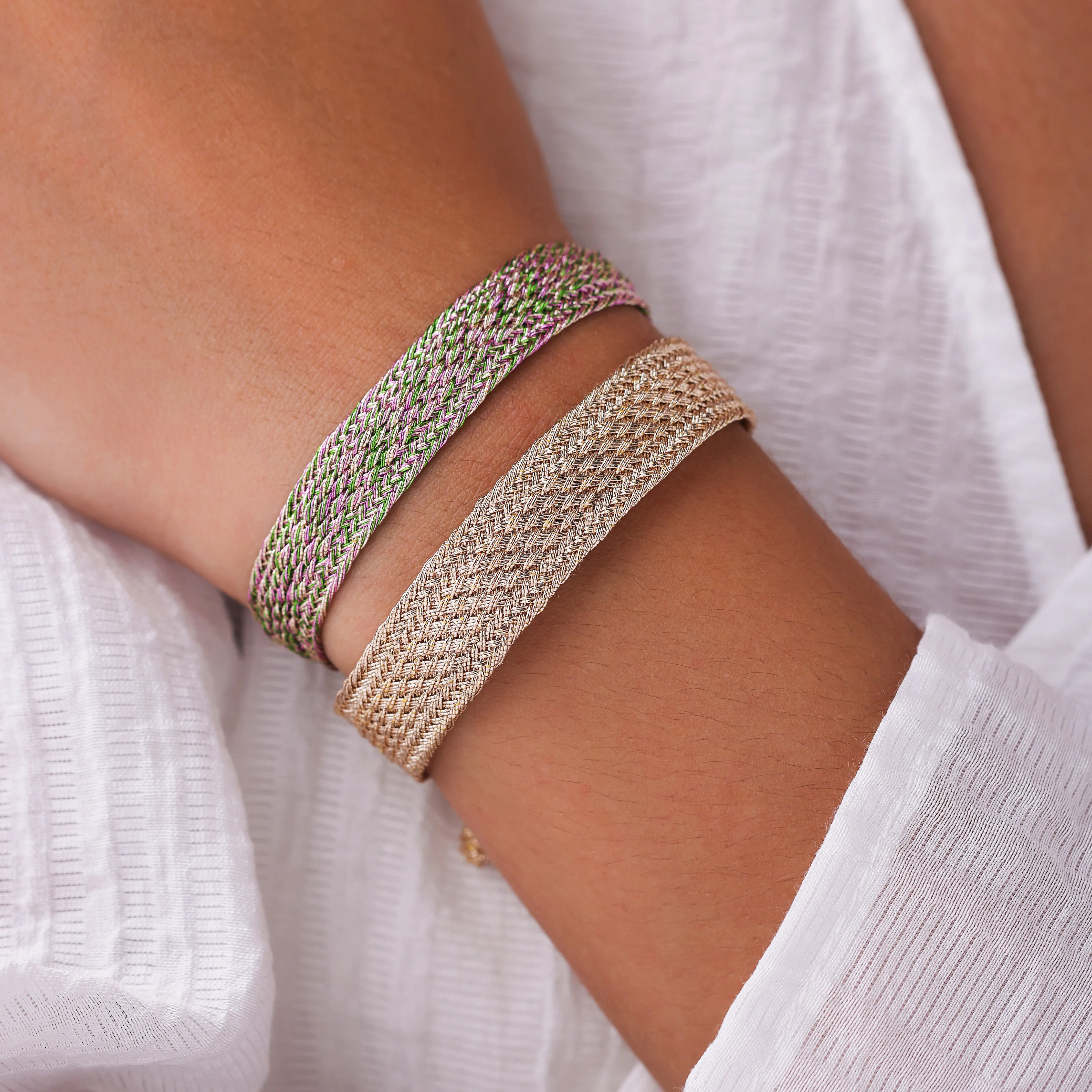 Izy n°1 Bracelet in Rose Gold Lime Pink