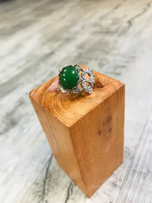 Jade Filigree Adjustable Ring