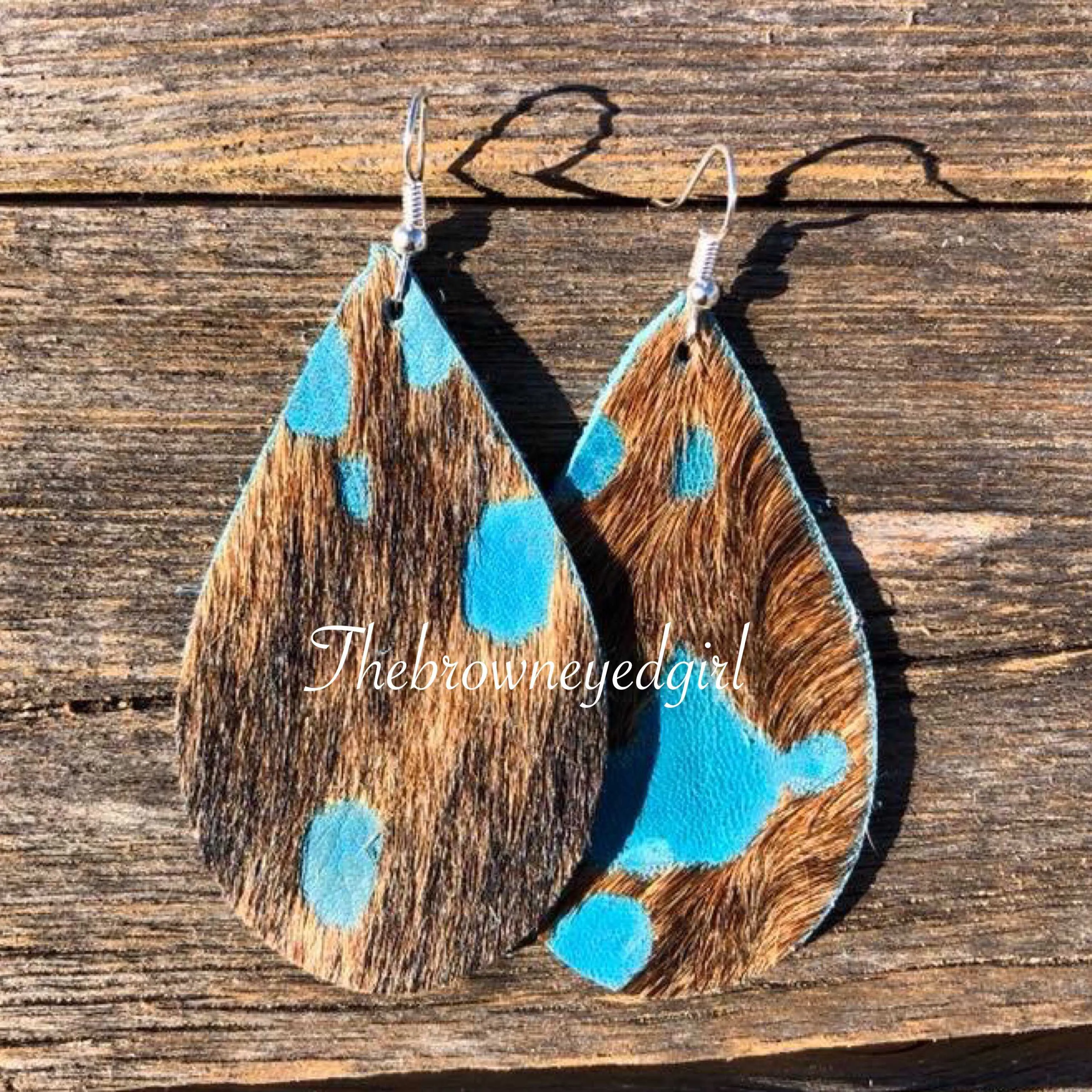 Leopard Leather Hair On Hide  Hand Made Earrings