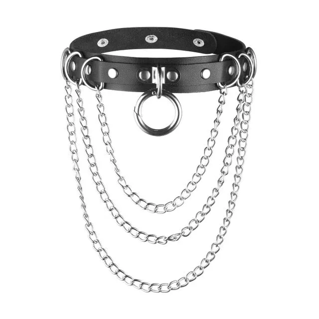 'Love Hurts' Black O'Ring Chain Choker