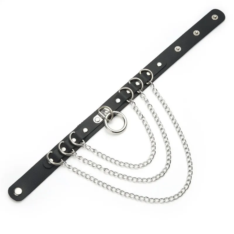 'Love Hurts' Black O'Ring Chain Choker