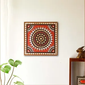 Mud Art Square Wall Hanging in Red & Black