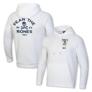 Navy Under Armour 2024 Rivalry Fear the Bones Fleece Hood (White)