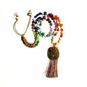 New "Over The Rainbow" Gold Drusy Beaded Necklace