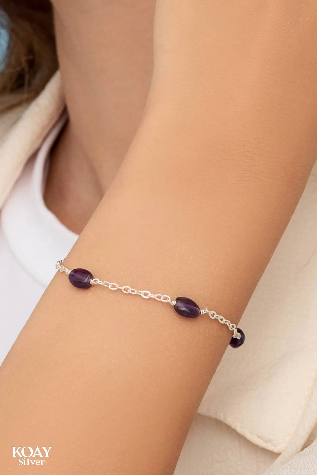 Oval Purple Stones Bracelet