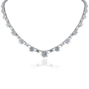 Queen Solitaire Necklace (38.05 ct Diamonds) in White Gold