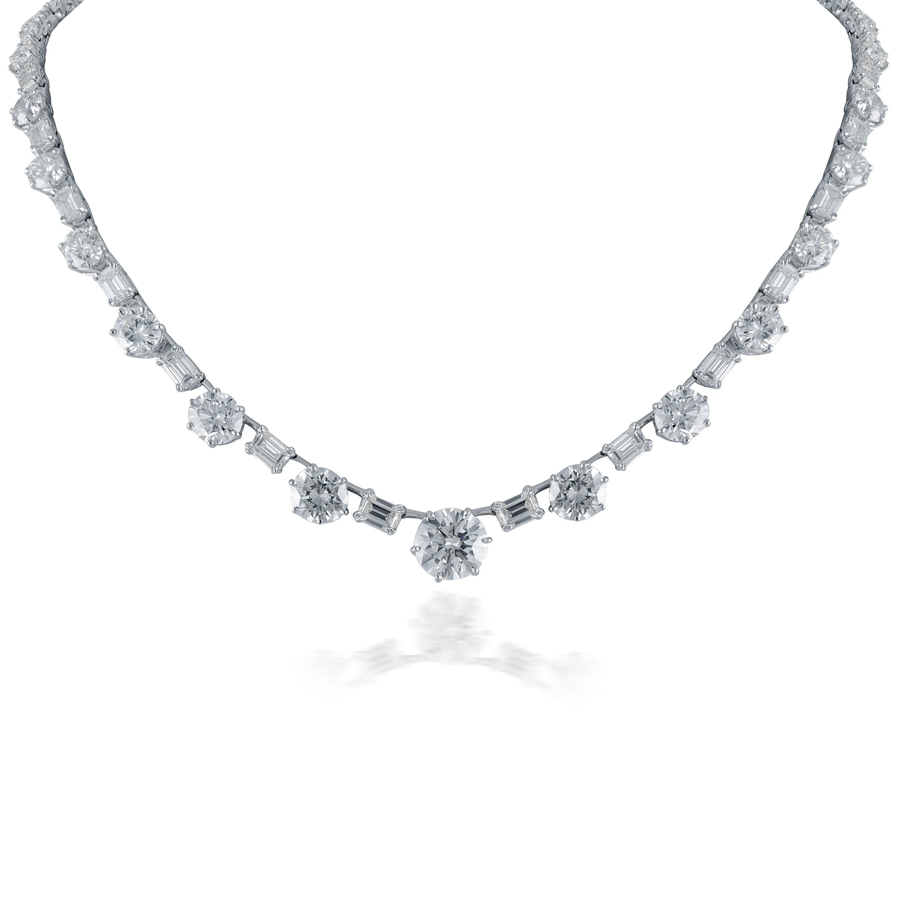 Queen Solitaire Necklace (38.05 ct Diamonds) in White Gold