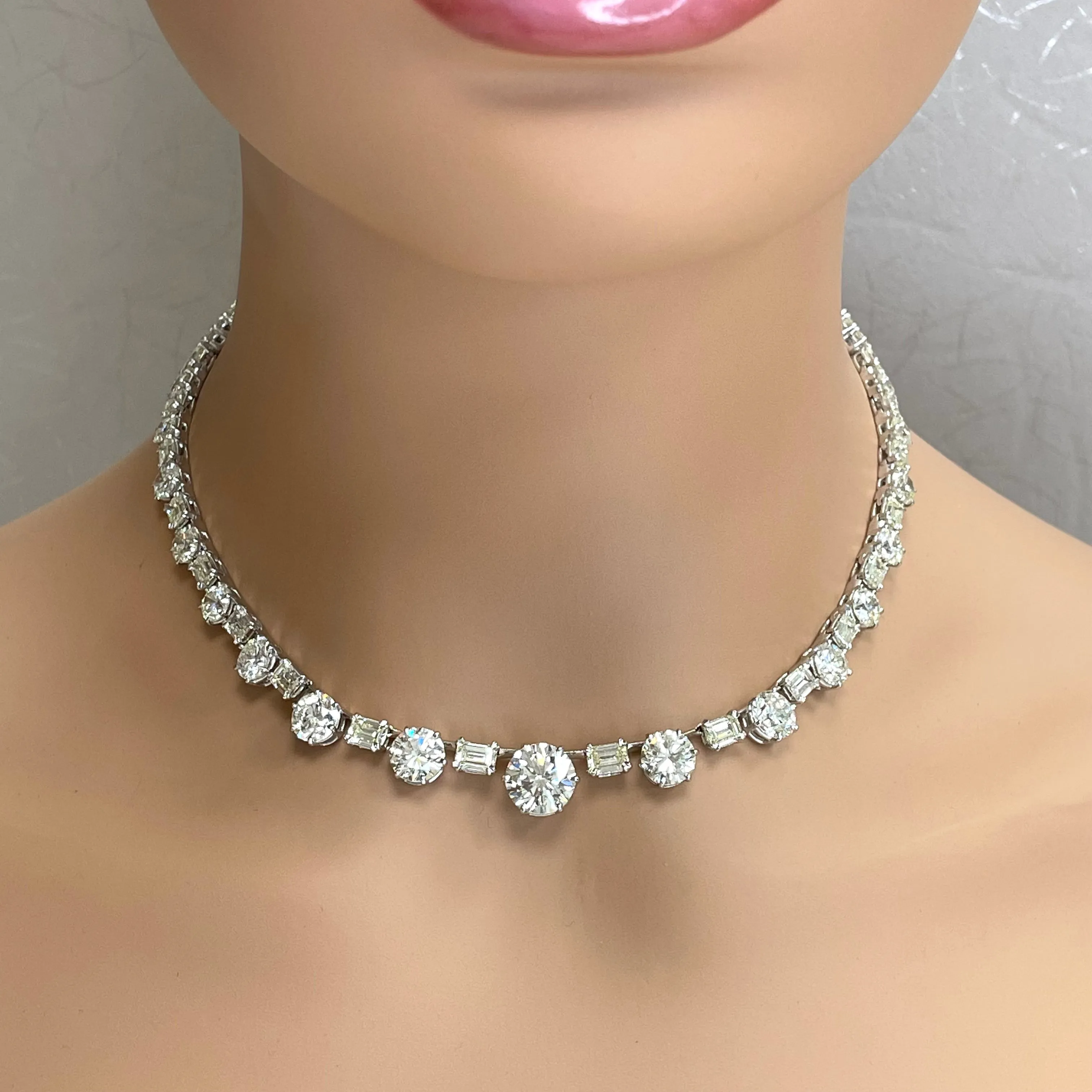 Queen Solitaire Necklace (38.05 ct Diamonds) in White Gold