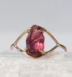 Raw Rose Garnet Kassia Ring