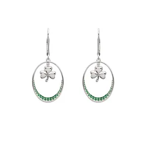 Shamrock Hoop Drop Earring