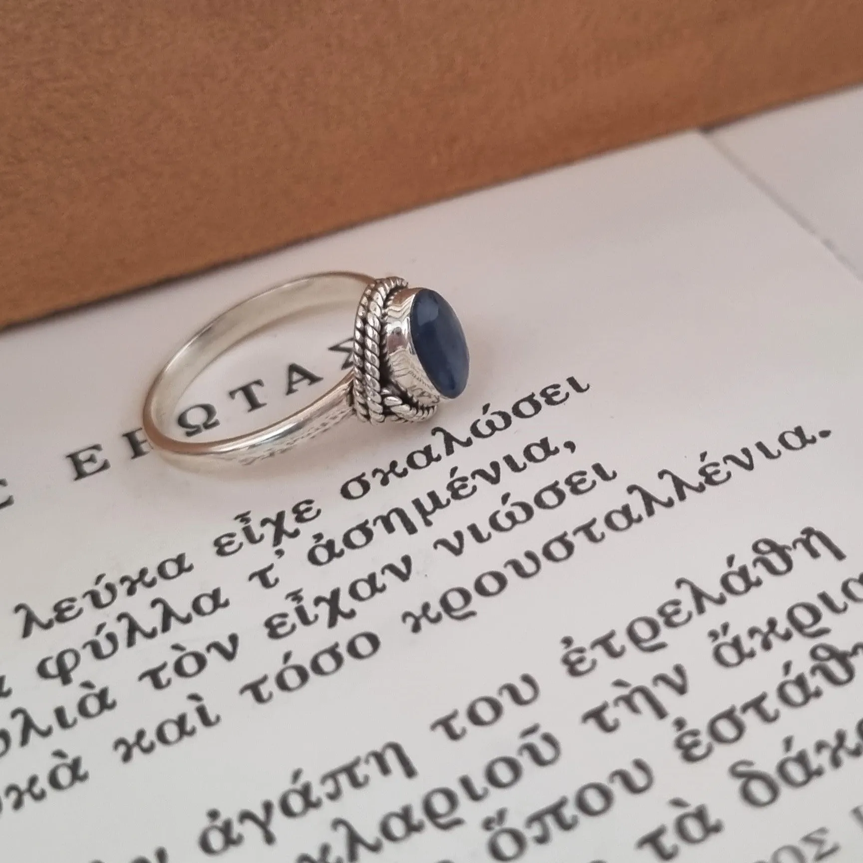 Silver ring - Blue agate