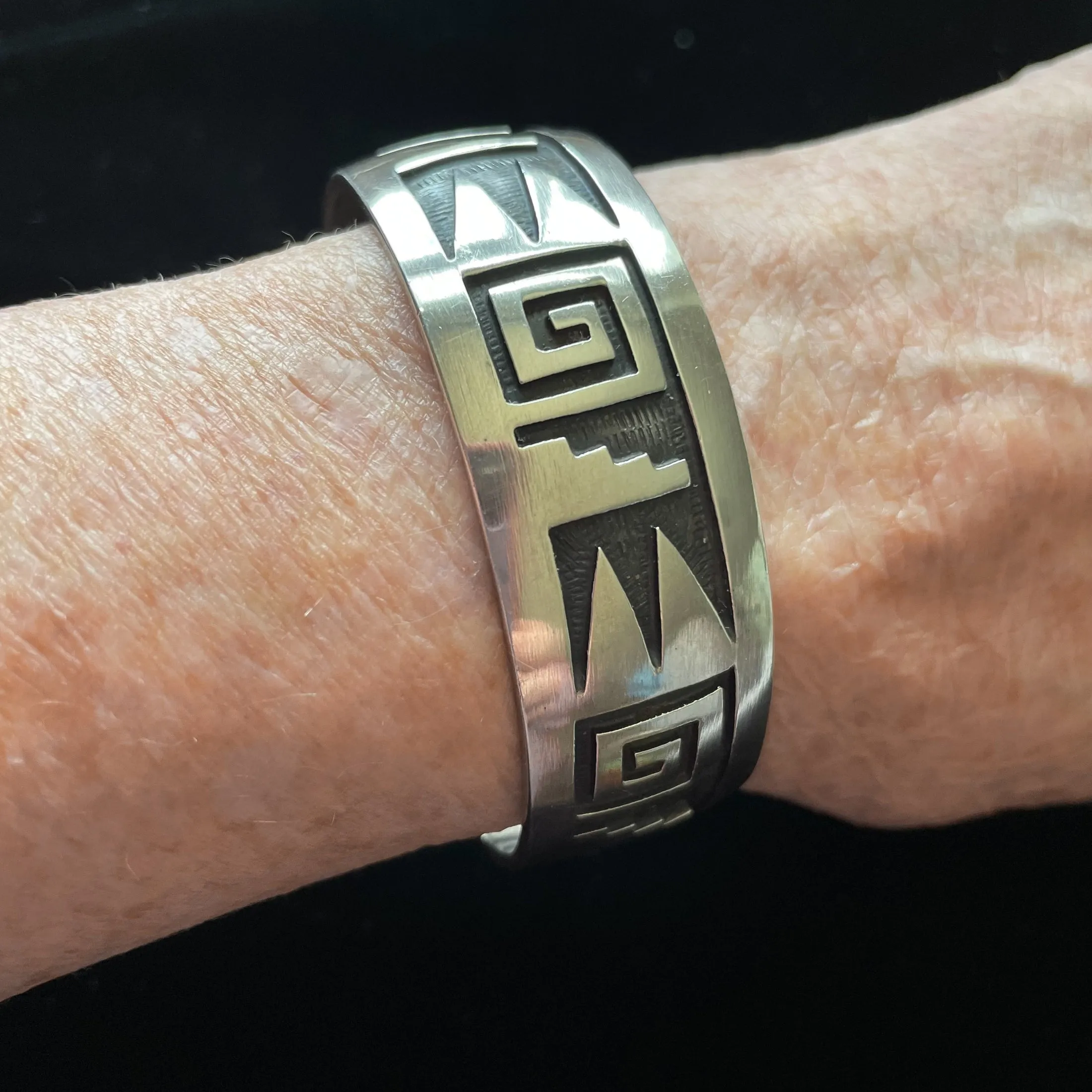 SOLD Vintage Manuel Hoyungwa Hopi Silver Overlay Bracelet