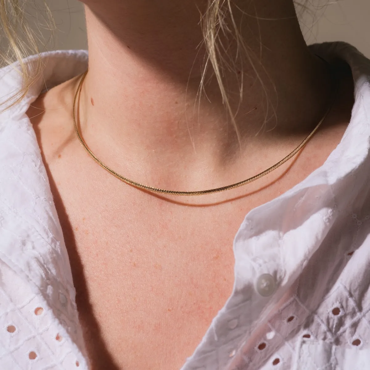 Solid Gold Slim Mesh Necklace