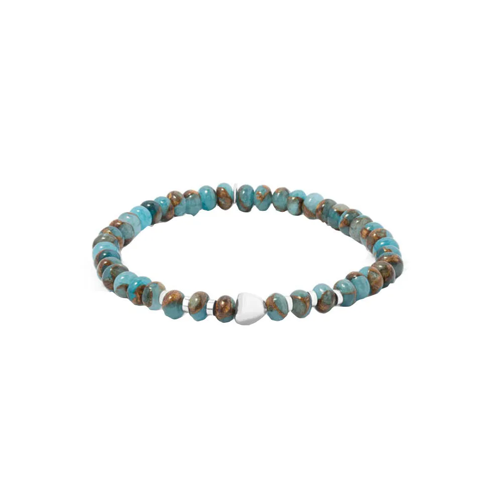 Sterling Silver Mens Bracelet With Blue and Gold Jasper Beads And Sterling Silver Nuggets