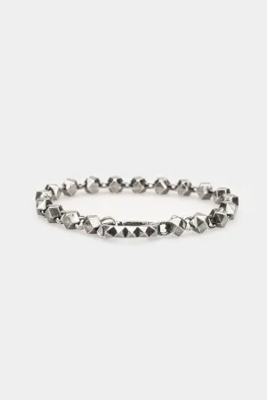 Studded rosary silver bracelet