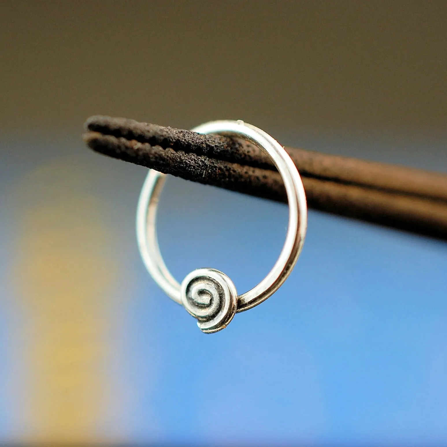 Tiny Spiral Silver Septum or Nose Ring