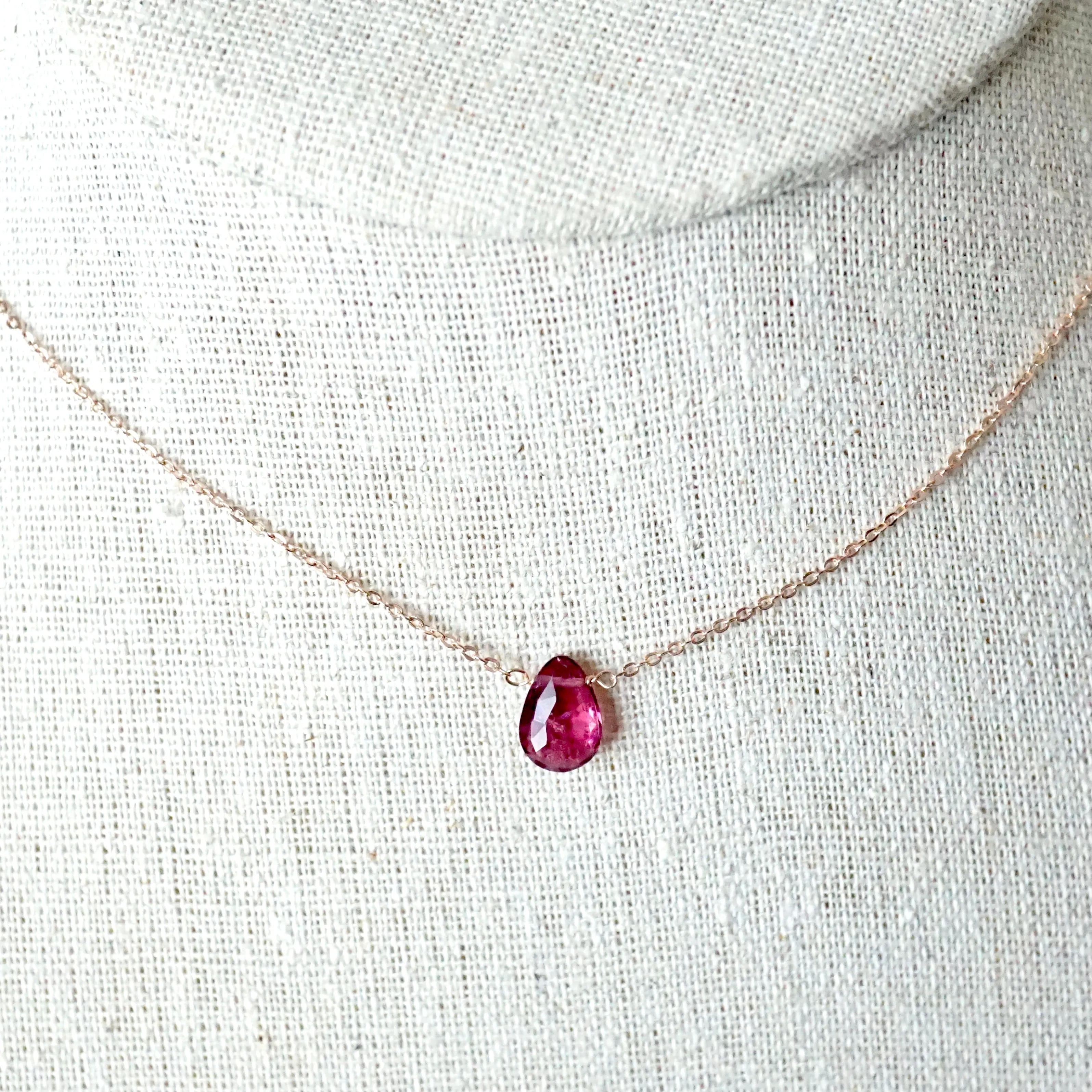 Tourmaline Necklace - October Birthstone Necklace - Pink Tourmaline Necklace