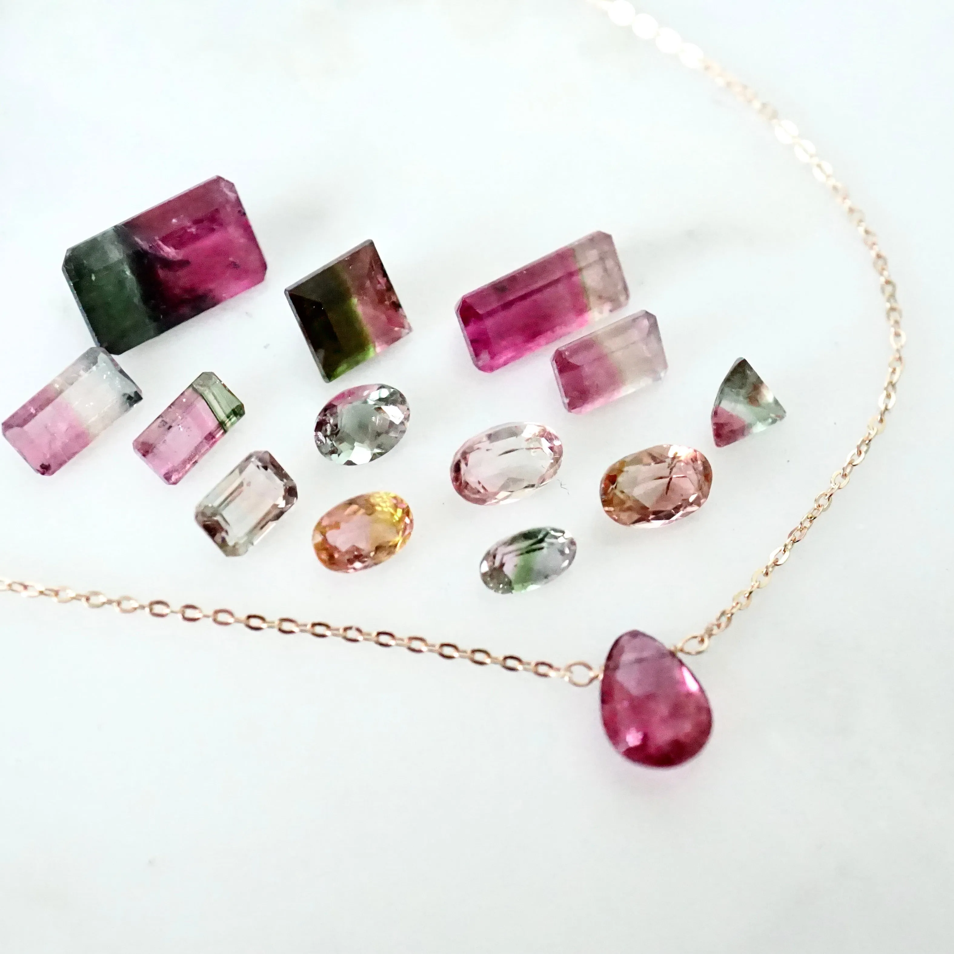 Tourmaline Necklace - October Birthstone Necklace - Pink Tourmaline Necklace