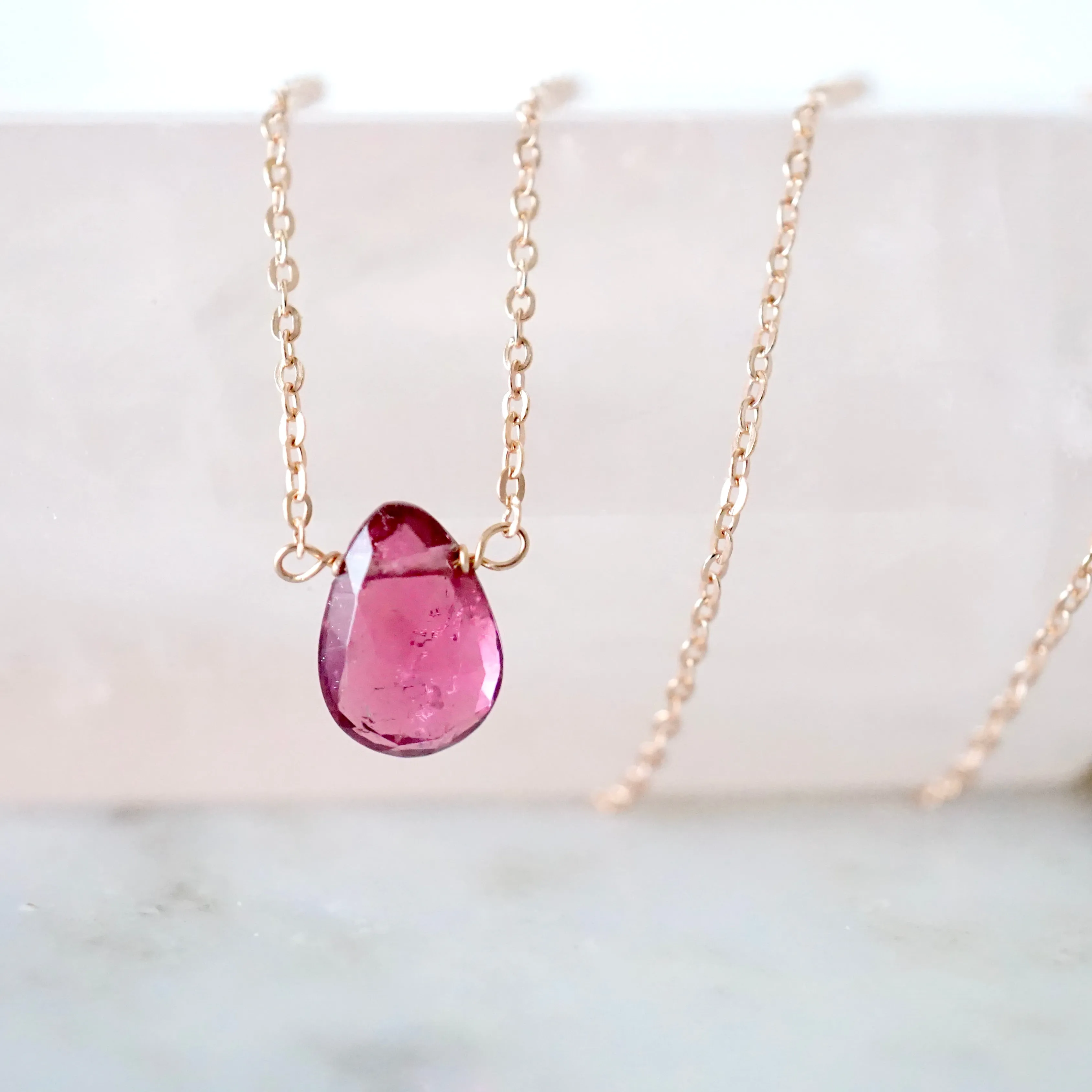 Tourmaline Necklace - October Birthstone Necklace - Pink Tourmaline Necklace