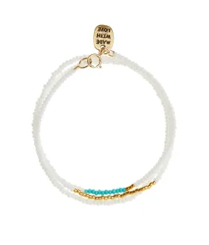 Triple Wrap Endito Bracelet - WHITE/TURQUOISE/GOLD