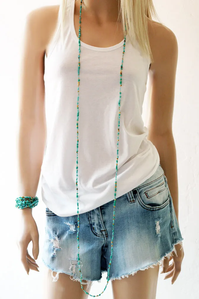 Turquoise color Beaded Necklace