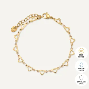 Vibes | Hearts Aflutter Clasp Bracelet | 18K Gold-Plated