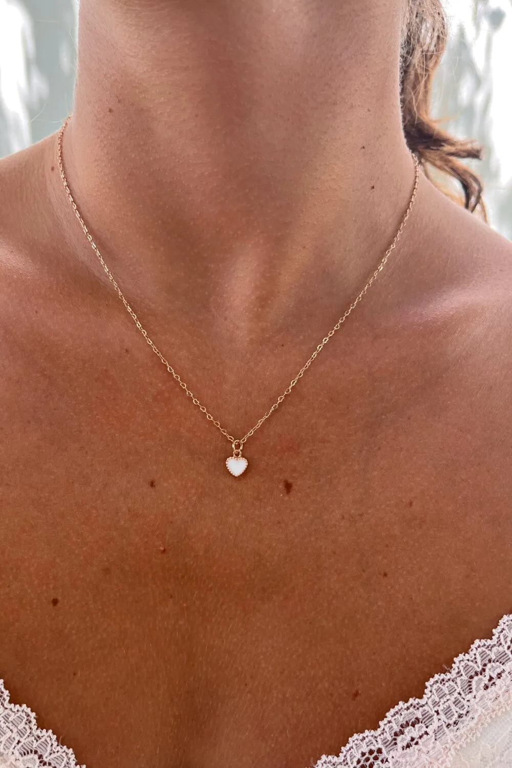 White Heart Necklace