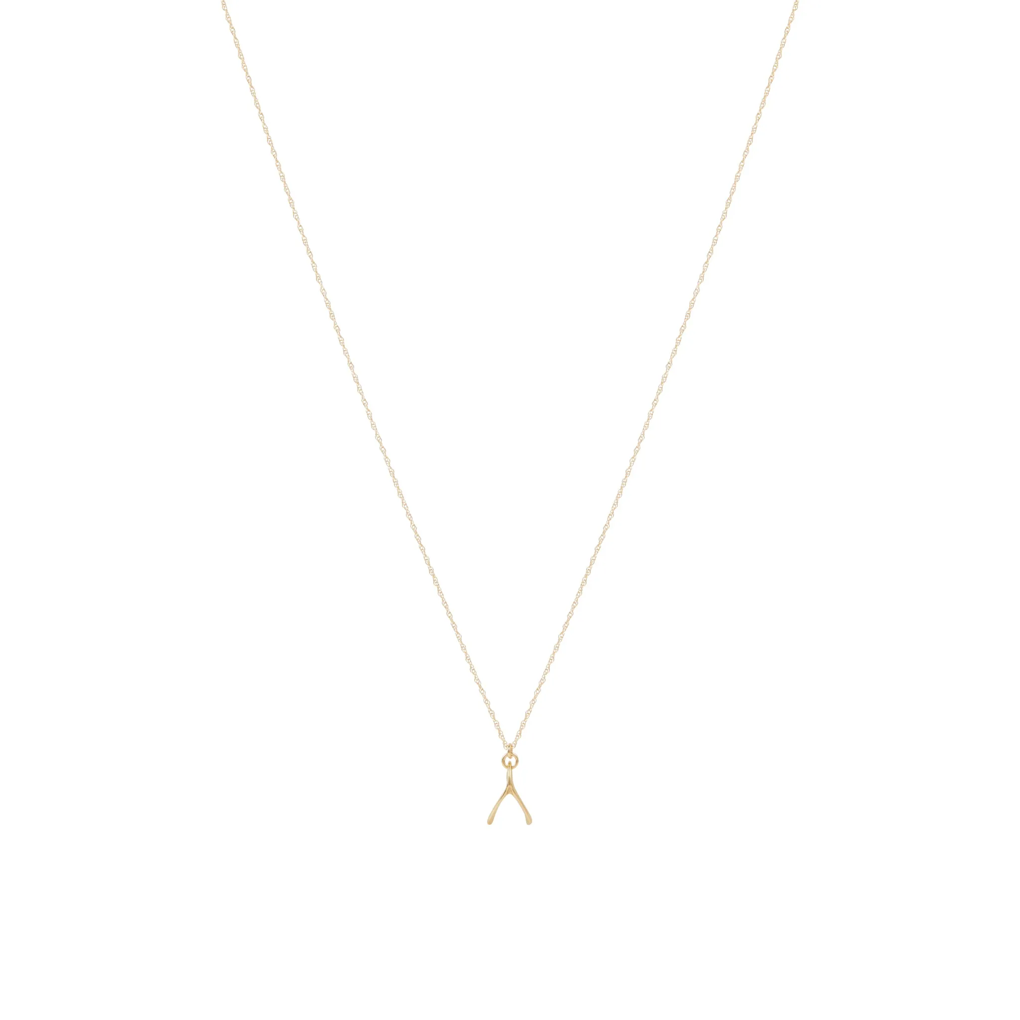 Wishbone Necklace - Solid Gold